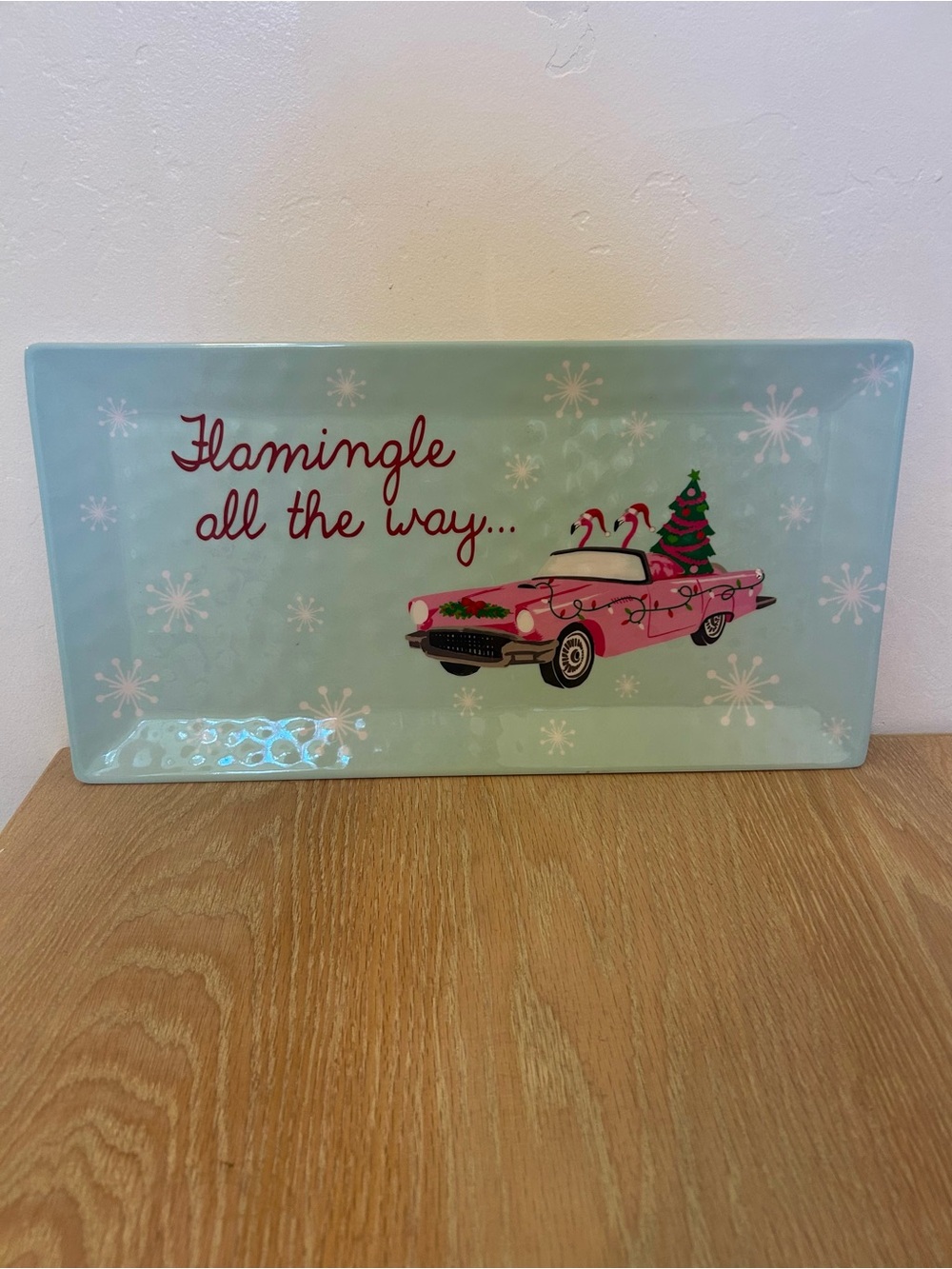 Flamingle All The Way Pink Holiday Serving Platter